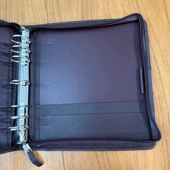 Franklin Quest Planner Brown Reddish Pebbled Leather Full Zip Large - Picture 7 of 16